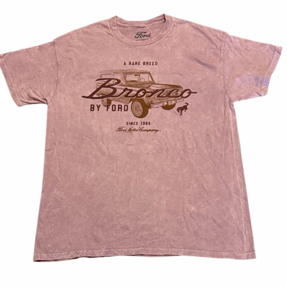 Ford Bronco Graphic Tee Pink A Rare Breed Vintage Style Shirt Large Unisex